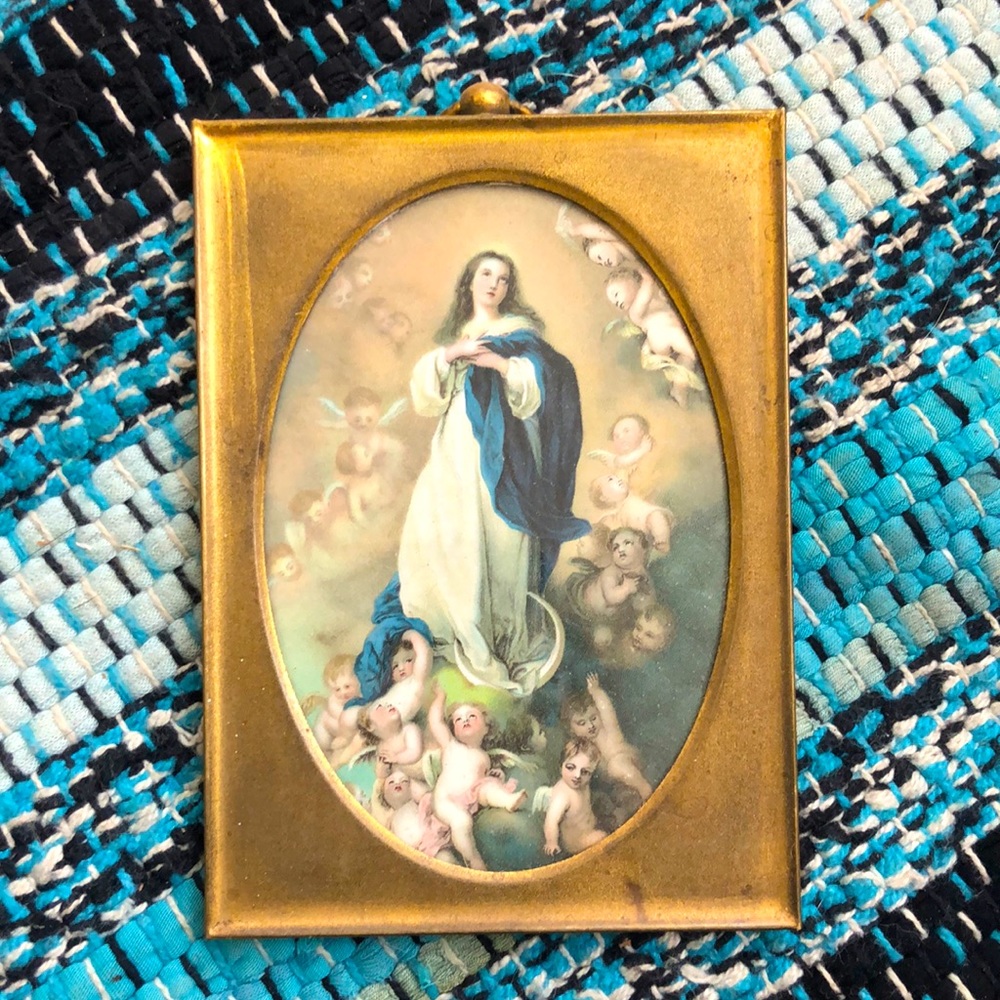 Mother Mary Framed Glass Art
